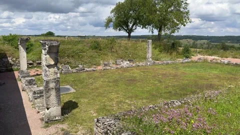 August 9, 2025 - Alise-Sainte-Reine, France - Ancient Alesia Roman ruins Stock Footage 338054484