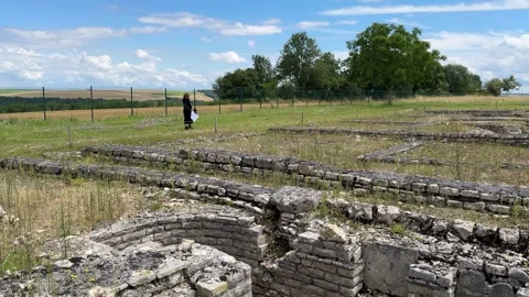 August 9, 2025 - Alise-Sainte-Reine, France - Ancient Alesia Roman ruins Stock Footage 338054487