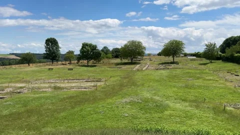 August 9, 2025 - Alise-Sainte-Reine, France - Ancient Alesia Roman ruins Stock Footage 338054555