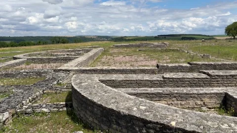 August 9, 2025 - Alise-Sainte-Reine, France - Ancient Alesia Roman ruins Stock Footage 338054558