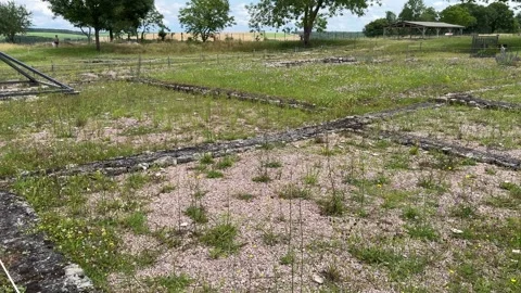 August 9, 2025 - Alise-Sainte-Reine, France - Ancient Alesia Roman ruins Stock Footage 338054597