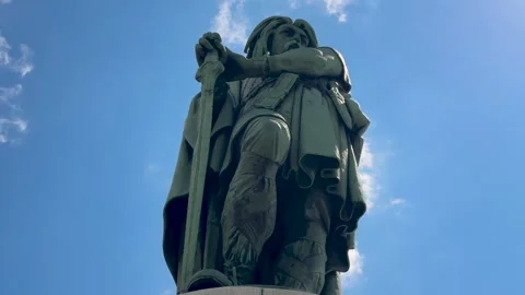 August 9, 2025 - Alise-Sainte-Reine, France - Vercingetorix statue at Alesia Stock Footage 338054624