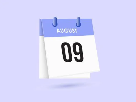 August 9 - calendar and Time planner. Daily Calendar Icon reminder. Vector .. Stock Illustration