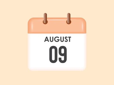 August 9 - calendar and Time planner. Daily Calendar Icon reminder. Vector .. Stock Illustration