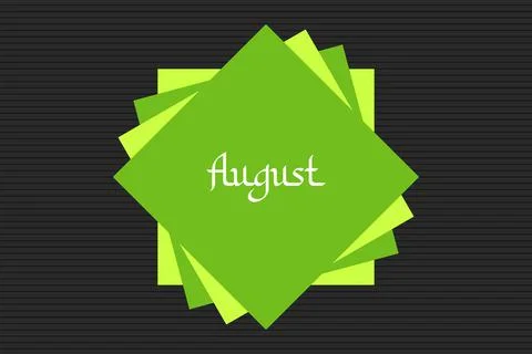 August Arabic style typography text on green square shape vector illustration Stock Illustration