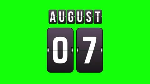 August Calendar Flip Board Animation on Green Screen Video stock 318426095