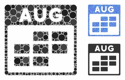 August Calendar Grid Composition Icon of Circles Stock Illustration