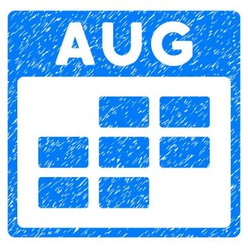 August Calendar Grid Grainy Texture Icon Stock Illustration