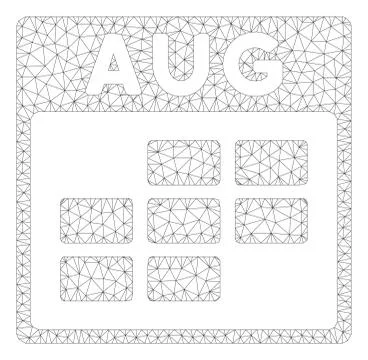 August Calendar Grid Polygonal Frame Vector Mesh Illustration 스톡 일러스트