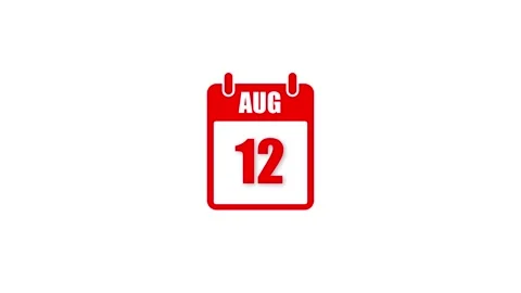 August Calendar Icon, Date Highlight Animation isolated on White background Stock Footage 321412518