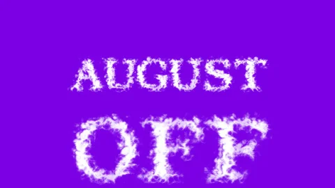August Off cloud text effect violet isolated background Stock Footage 139637016