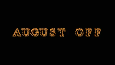 August Off fire text effect black background Stock Footage 136066363