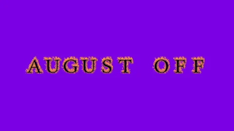 August Off fire text effect violet background Stock Footage 136066364