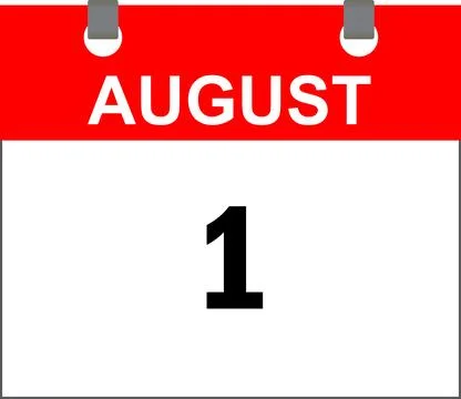 August first, Calendar icon Red and white, calender vector, date icon symbo.. Stock Illustration