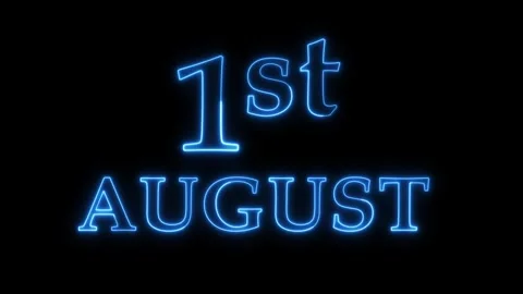 August first neon light blinks on and off, seamless loop animation. Vídeo Stock 337521919