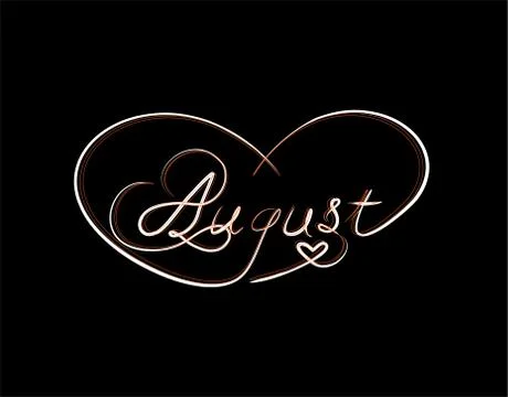 August Lettering Text on Black background in vector illustration Stock Illustration