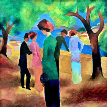 August Macke - Lady in Green Jacket, 1913. Stock Photos
