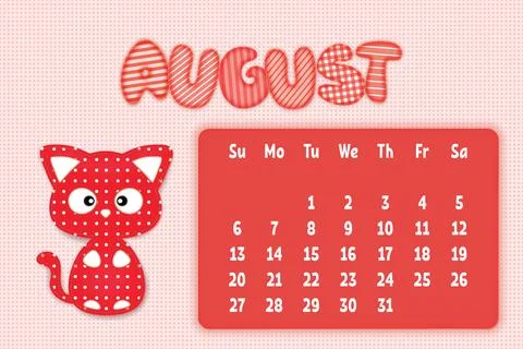 August month of 2023 year Stock Illustration