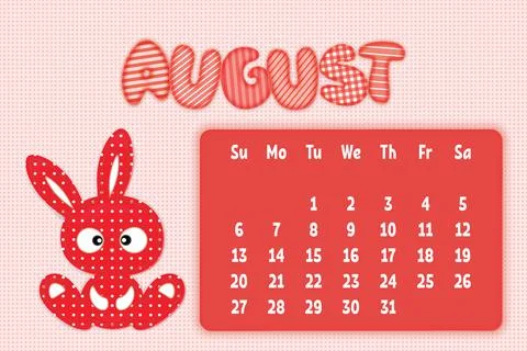 August month of 2023 year Stock Illustration