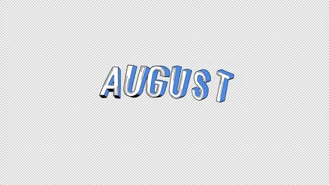 August Month Typography Stock Footage 340600349