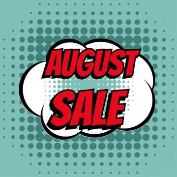 August sale comic book bubble text retro style Stock Illustration