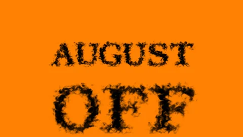 August Off smoke text effect orange isolated background Stock Footage 139620192