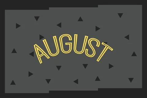 August text on dark background design. Calendar month concept Illustrazione stock