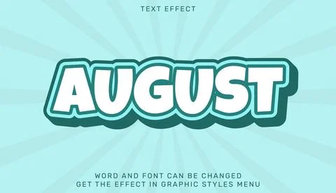 August text effect template in 3d design Stock Illustration