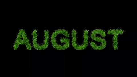 August text with green grass effect on plain black background Stock-Illustration