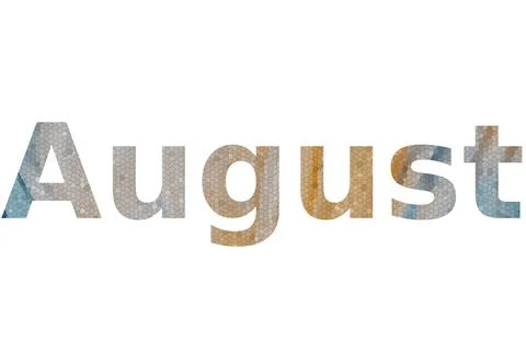August text image stock design in colorful style letters Stock Illustration