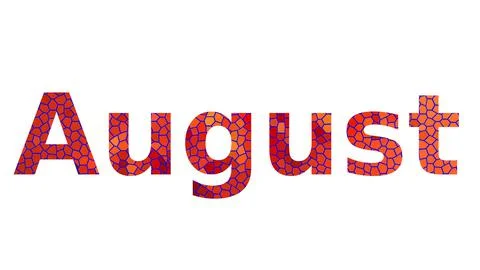 August text image stock design in colorful style letters Stock Illustration