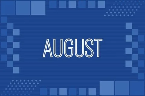 August typography on blue luxury frame background design Illustrazione stock