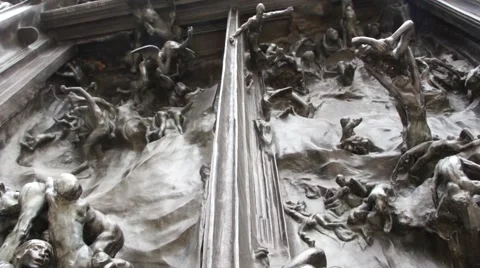 Auguste Rodin - The Gates of Hell - Paris, France Stock Footage 40381385