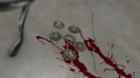 Augustus Silver Coins from Ancient Rome Stock Footage 141069785