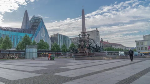 Augustusplatz Leipzig Timelapse 스톡 동영상 61396996