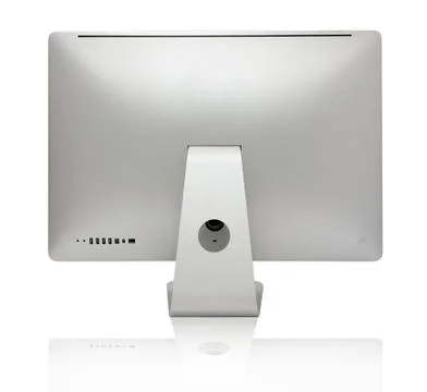 Auminium computer all in one, view from the back. Stock Photos