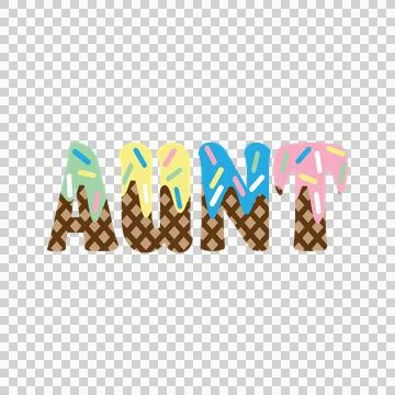 Aunt Text With Waffle Texture Pattern letters typography Stock Illustration