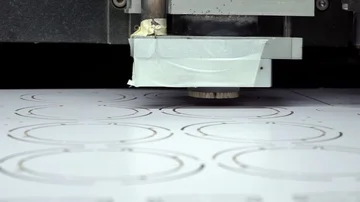 Auotmated precision drilling on metal sheet Stock Footage 85580069