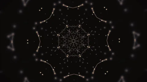 Aura energy visualization. Kaleidoscopic polygonal pattern with focus on center Stock Footage 124500806