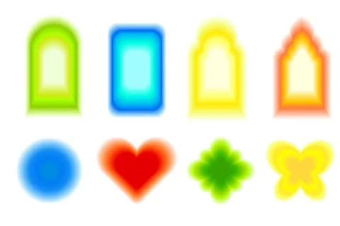 Aura Frame Y2k blurred gragient set unfocused shapes arch, abstract geometric Stock Illustration