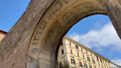 Aurelian Wall Gate in Rome – Ancient Roman City Entrance Stock Footage 309875872