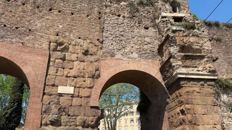 Aurelian Wall Gate in Rome – Ancient Roman City Entrance 動画素材 309877906