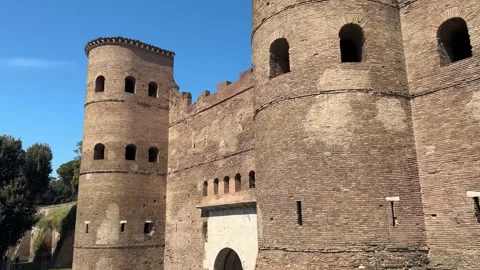 Aurelian Wall Gate in Rome – Ancient Roman City Entrance 動画素材 309877935