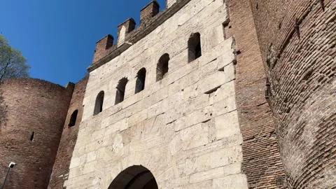 Aurelian Wall Gate in Rome – Ancient Roman City Entrance Stock Footage 309877936