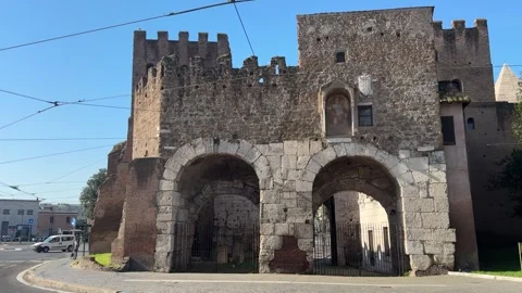 Aurelian Wall Gate in Rome – Ancient Roman City Entrance Видео 309877953