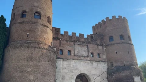Aurelian Wall Gate in Rome – Ancient Roman City Entrance Видео 309877958