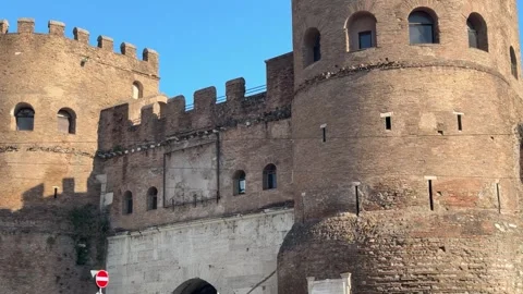 Aurelian Wall Gate in Rome – Ancient Roman City Entrance Stock-Footage 309877964