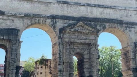 Aurelian Wall Gate in Rome – Ancient Roman City Entrance Stock-Footage 309877967