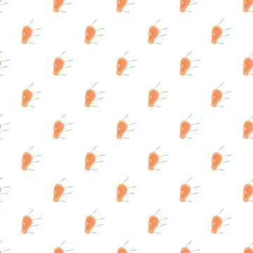 Auricle ears with acupuncture needles repeated in a seamless pattern Stock Illustration