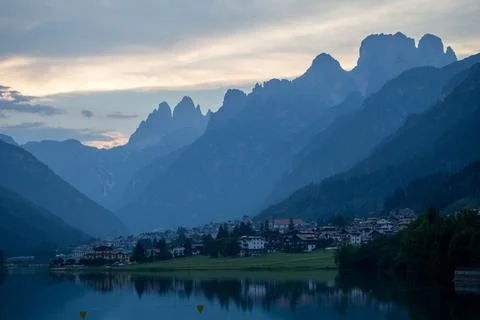 Auronzo in a cold evening  light Stock Photos